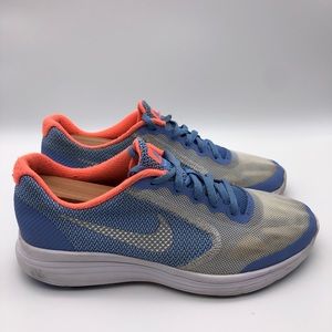 Nike Boys Revolution 3 Running Shoes Blue Gray